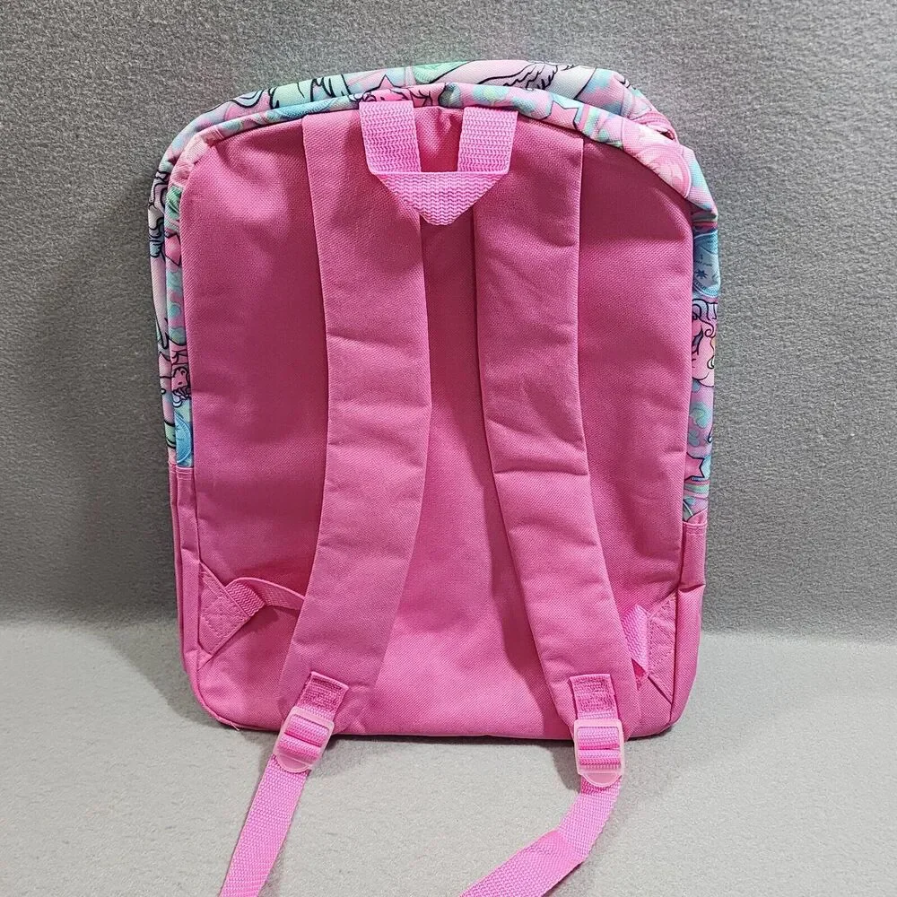 UNICORN 9 piece Set Backpack With Clear Pouch School Accessories Confetti NWT